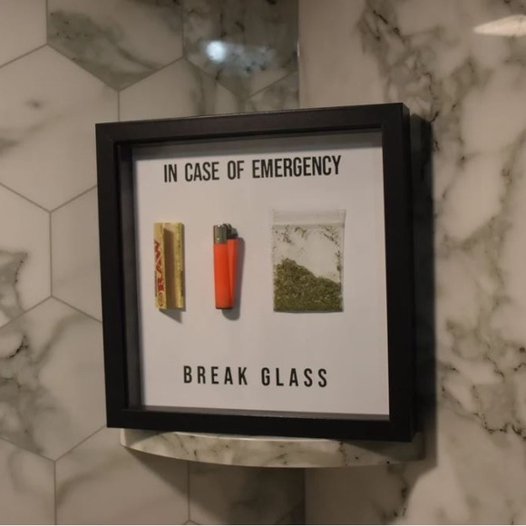 In Case Of Emergency Break Glass 420 Stoner Mary Jane Glass Wall Art Canvas - Picture 2 of 6